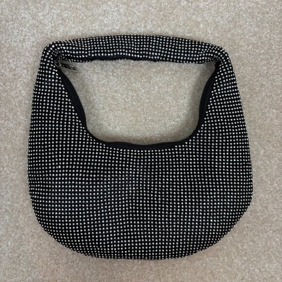 Jessica‎ McClintock Ada Crystal Hobo Bag Silver and Black New - Picture 2 of 9